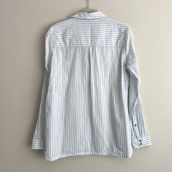 Toad & Co Womens White Blue Striped Indigo Ridge Popover Blouse Size Small - Picture 9 of 11